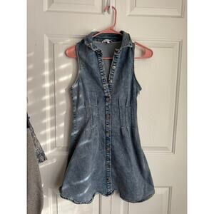 Olivaceous button front denim mini dress size s